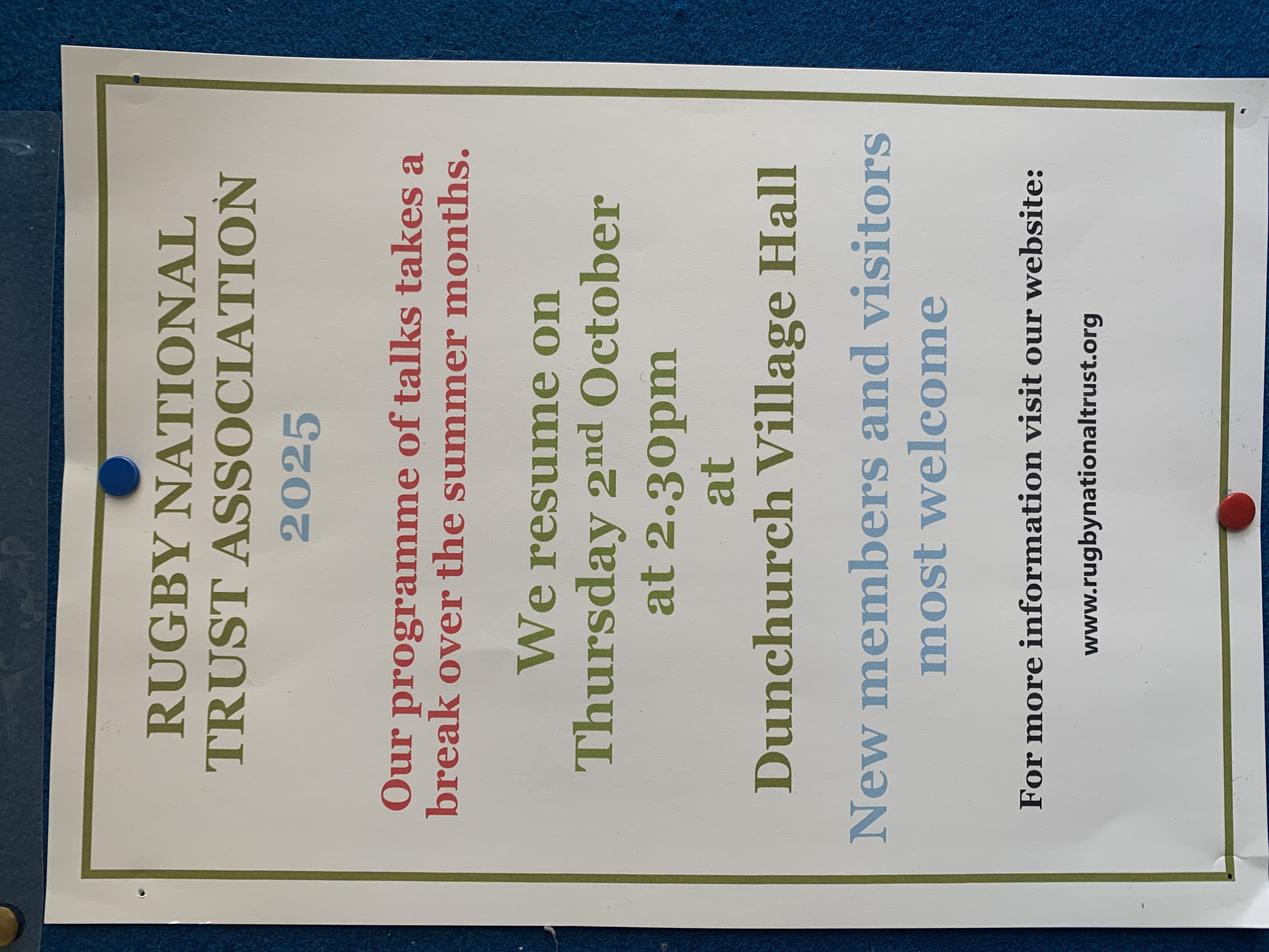 National Trust Lecture Dates